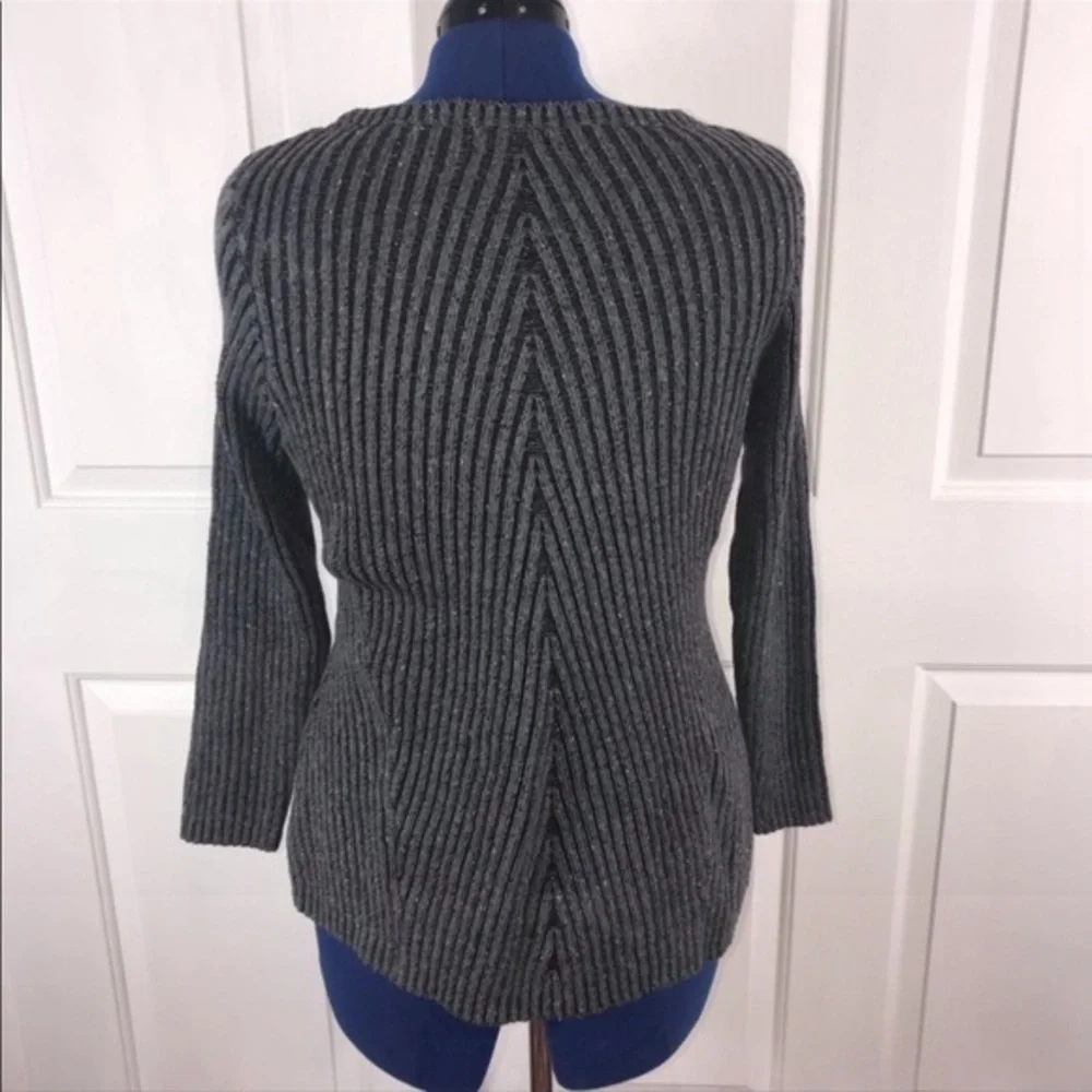 NWT‎ Style & Co 0X grey/black v neck ribbed crew neck long sleeve sweater